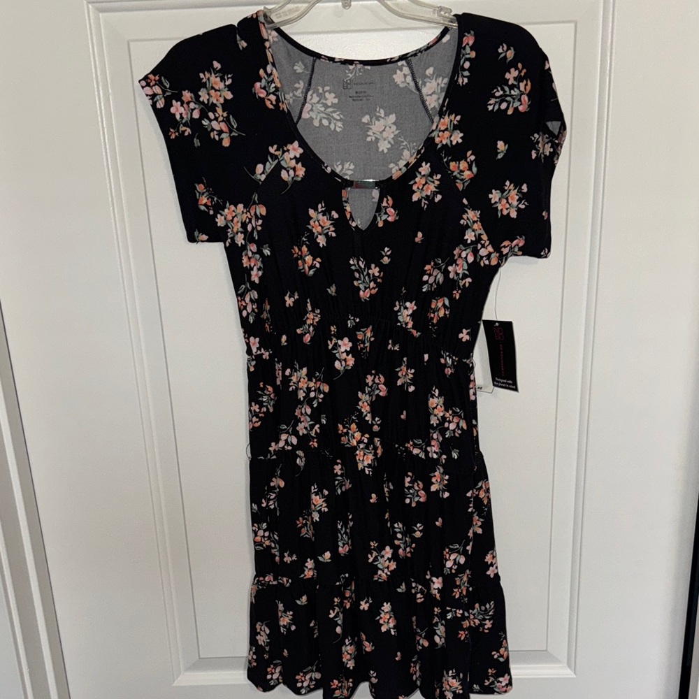 NOBO Black and Pink Floral Mini Dress